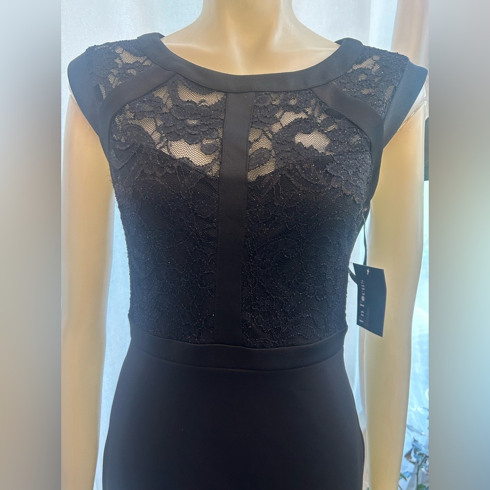 🆕 Enfocus Studio Size 8 Black Lace Sheath Cocktail Dress